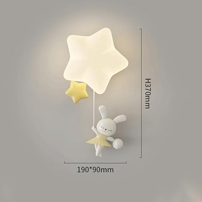 Applique Murale Enfant Étoile et Lapin Ballon Doré