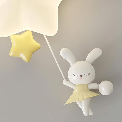 Applique Murale Enfant Étoile et Lapin Ballon Doré