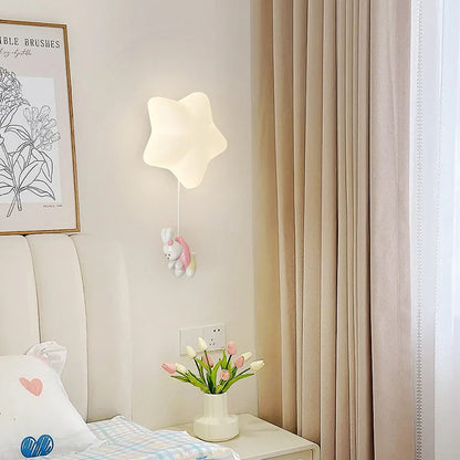Applique Murale Enfant Étoile et Lapin Ballon Doré