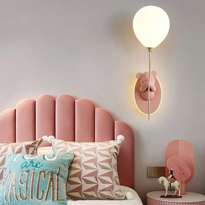 Applique Murale Enfant Ours avec Ballon Lumineux