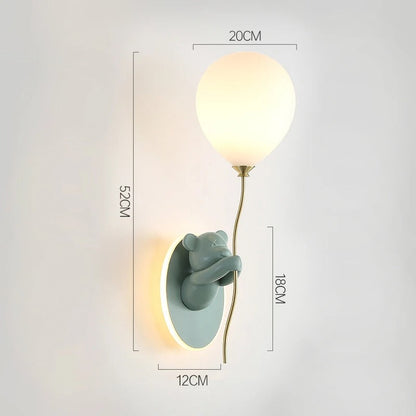 Applique Murale Enfant Ours avec Ballon Lumineux