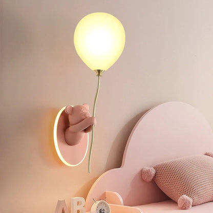 Applique Murale Enfant Ours avec Ballon Lumineux