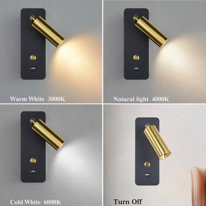 Applique Murale Liseuse avec Port USB et Ampoule Incluse