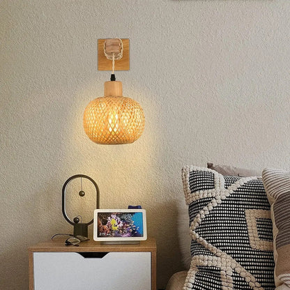 Applique Murale en Rotin – Lumière Douce et Naturelle