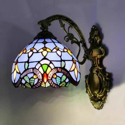 Applique Murale Style Tiffany Vitrail Bleu