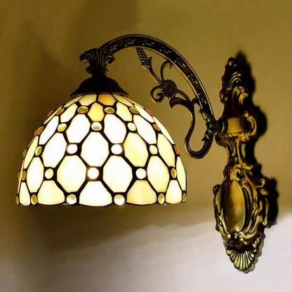 Applique Murale Tiffany Nacre et Or – Lumière Artisanale
