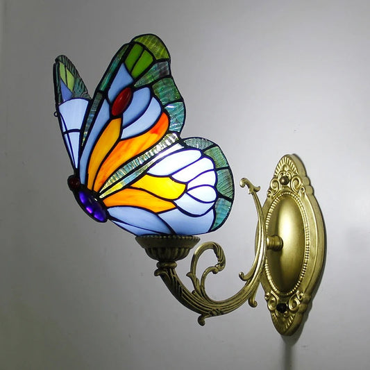 Applique Murale Tiffany Papillon en Vitrail