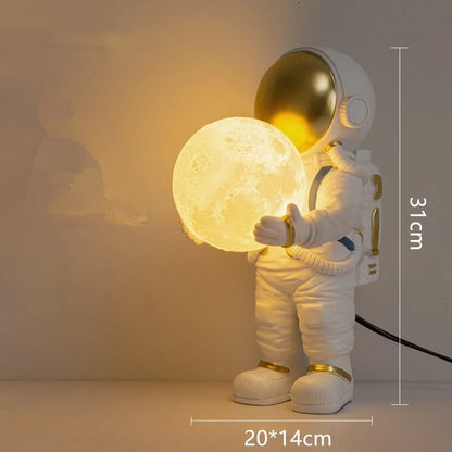 Lampe de chevet astronaute avec lune lumineuse