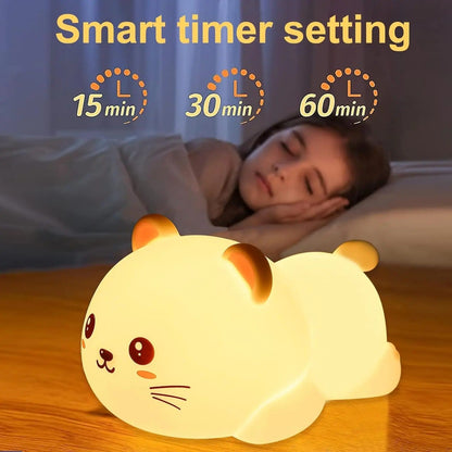 Veilleuse Chat en Silicone – Lumière Douce pour Enfant