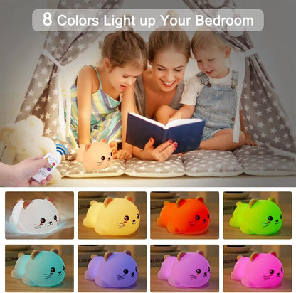 Veilleuse Chat en Silicone – Lumière Douce pour Enfant