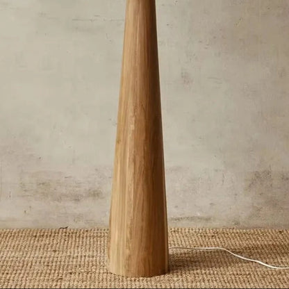 Lampadaire en Bois Massif et Tissu – Design Épuré