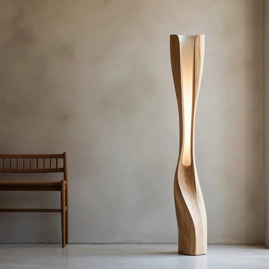 Lampadaire en Bois Massif – Design Organique 160 cm
