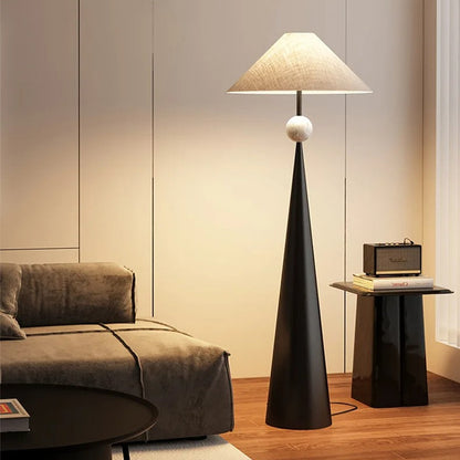Lampadaire Japonais en Bois Massif et Abat-jour Tissu
