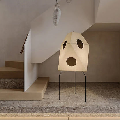 Lampadaire Japonais en Papier de Riz et Métal