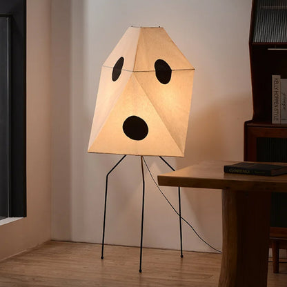 Lampadaire Japonais en Papier de Riz et Métal
