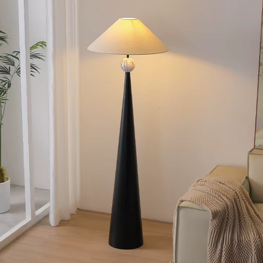 Lampadaire Japonais en Bois Massif et Abat-jour Tissu