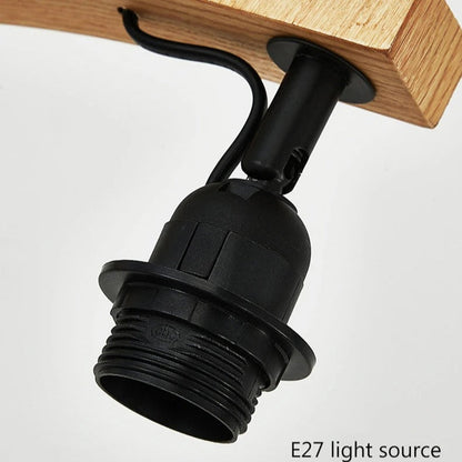 Lampadaire de Salon en Bois Massif et Abat-jour Tissu