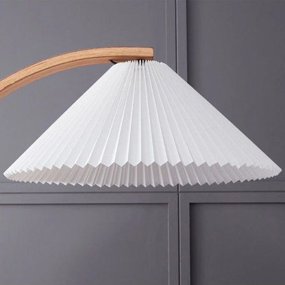 Lampadaire de Salon en Bois Massif et Abat-jour Tissu