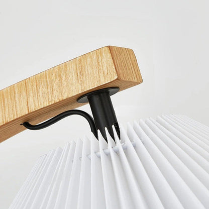 Lampadaire de Salon en Bois Massif et Abat-jour Tissu