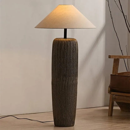 Lampadaire Style Japonais en Céramique et Tissu