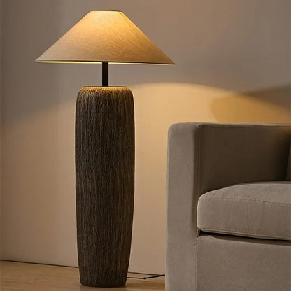 Lampadaire Style Japonais en Céramique et Tissu