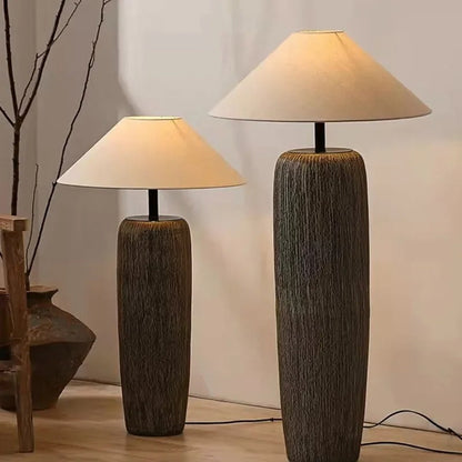 Lampadaire Style Japonais en Céramique et Tissu