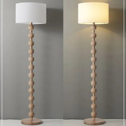 Lampadaire sur Pied en Bois avec Abat-jour Tissu