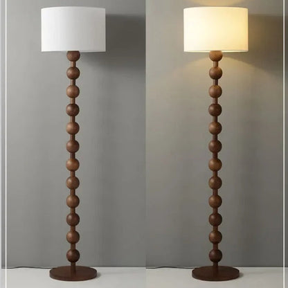 Lampadaire sur Pied en Bois avec Abat-jour Tissu