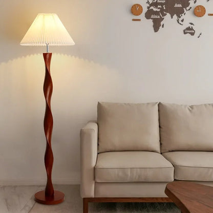 Lampadaire Vintage en Bois Massif – Style Années 70
