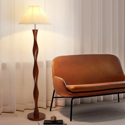 Lampadaire Vintage en Bois Massif – Style Années 70