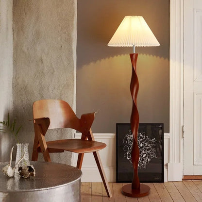 Lampadaire Vintage en Bois Massif – Style Années 70