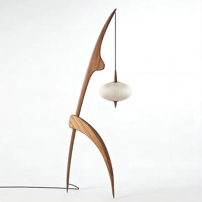 Lampadaire en Bois Massif au Design Sculptural