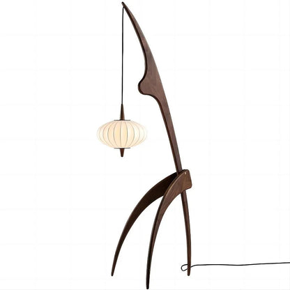 Lampadaire en Bois Massif au Design Sculptural
