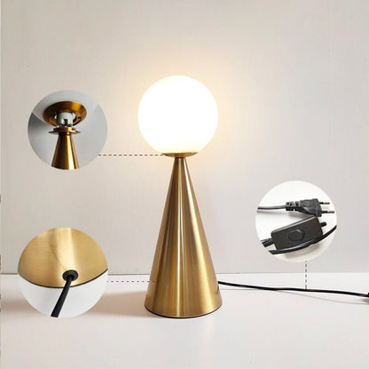 Lampe à Poser Boule en Verre et Métal Doré