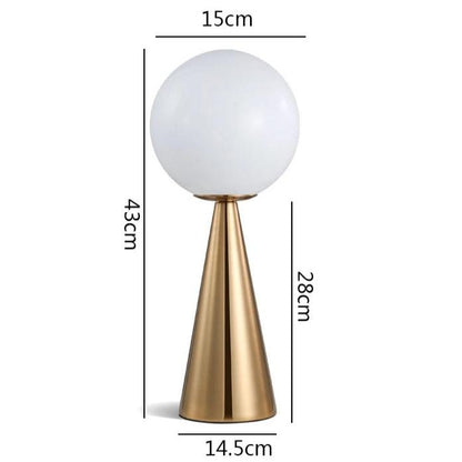 Lampe à Poser Boule en Verre et Métal Doré