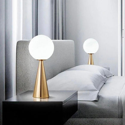 Lampe à Poser Boule en Verre et Métal Doré