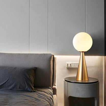Lampe à Poser Boule en Verre et Métal Doré