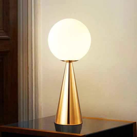 Lampe à Poser Boule en Verre et Métal Doré