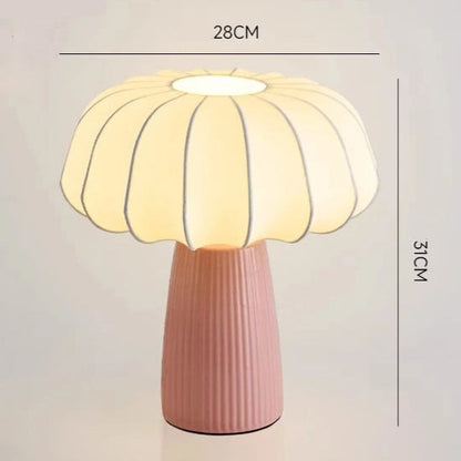 Lampe à Poser en Céramique et Abat-jour Tissu