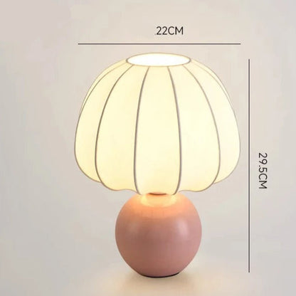 Lampe à Poser en Céramique et Abat-jour Tissu