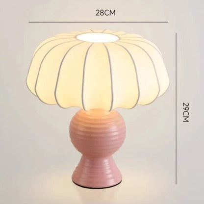 Lampe à Poser en Céramique et Abat-jour Tissu