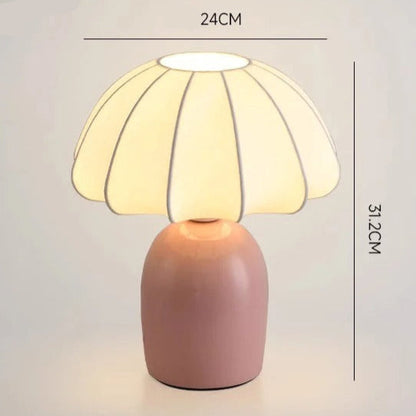 Lampe à Poser en Céramique et Abat-jour Tissu