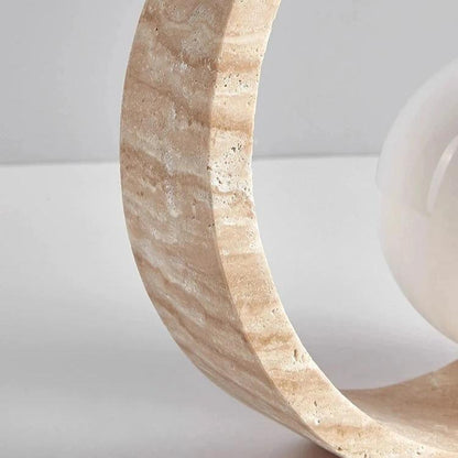Lampe à Poser en Travertin et Verre