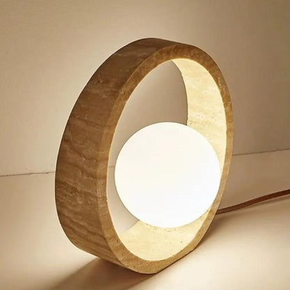 Lampe à Poser en Travertin et Verre