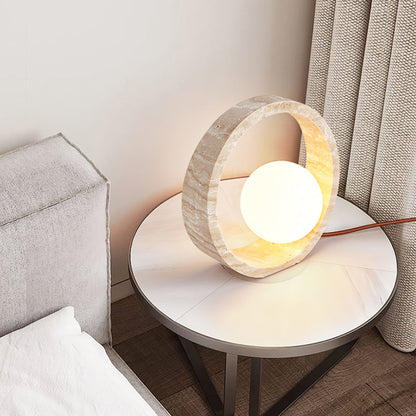 Lampe à Poser en Travertin et Verre