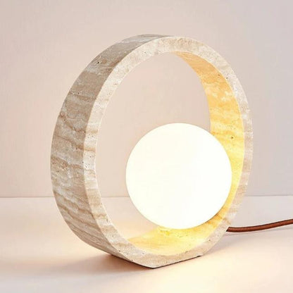 Lampe à Poser en Travertin et Verre
