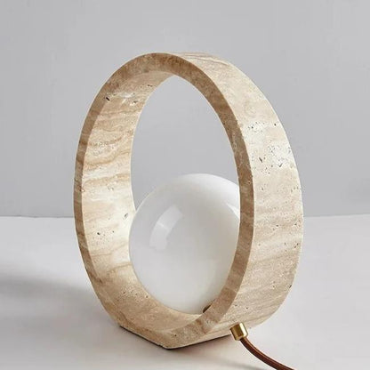 Lampe à Poser en Travertin et Verre