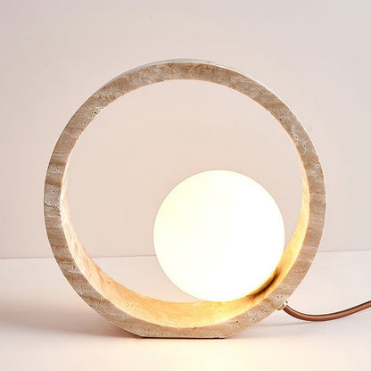 Lampe à Poser en Travertin et Verre