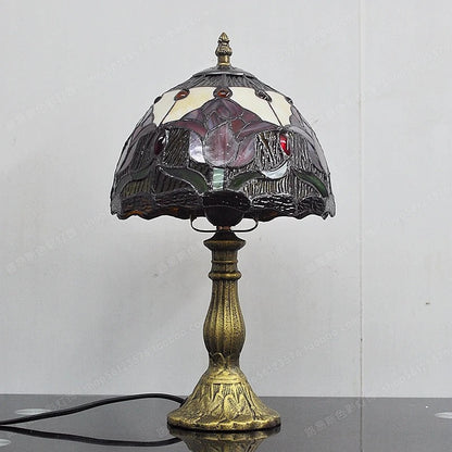 Lampe de chevet Tiffany ancienne en vitrail coloré