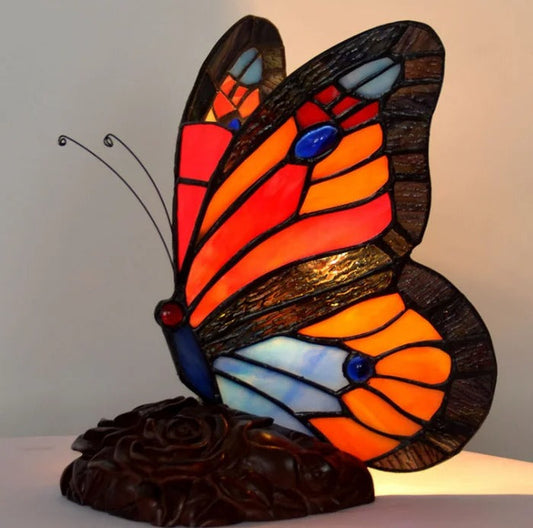 Lampe Tiffany Papillon Art Déco en Vitrail